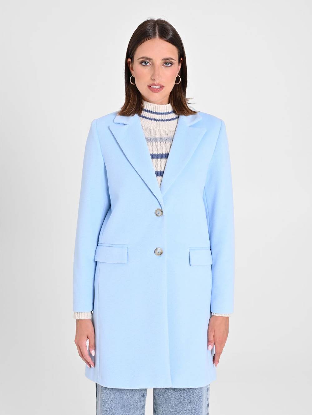 Rinascimento Cappotto Medio Azzurro Affare Del Giorno