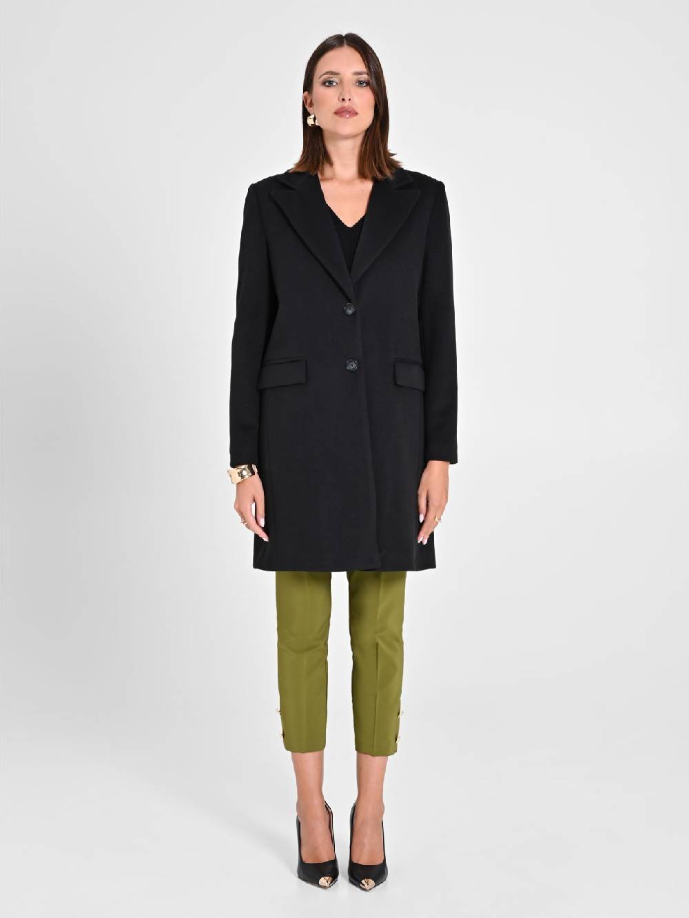 Rinascimento Cappotto Medio Nero Prezzo Ridotto