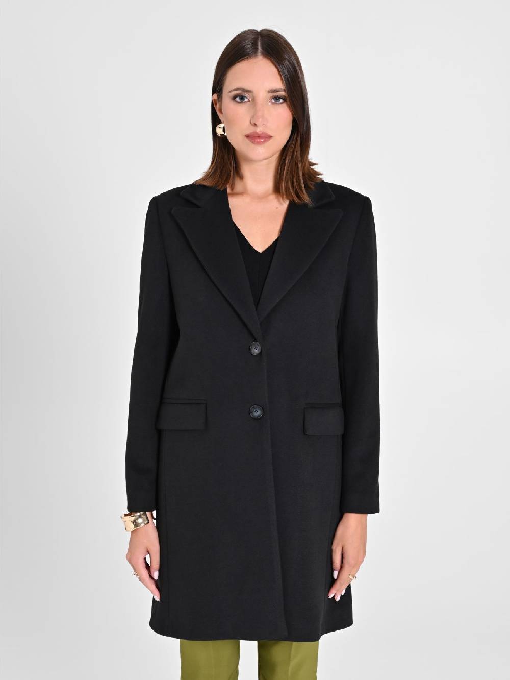 Rinascimento Cappotto Medio Nero Prezzo Ridotto