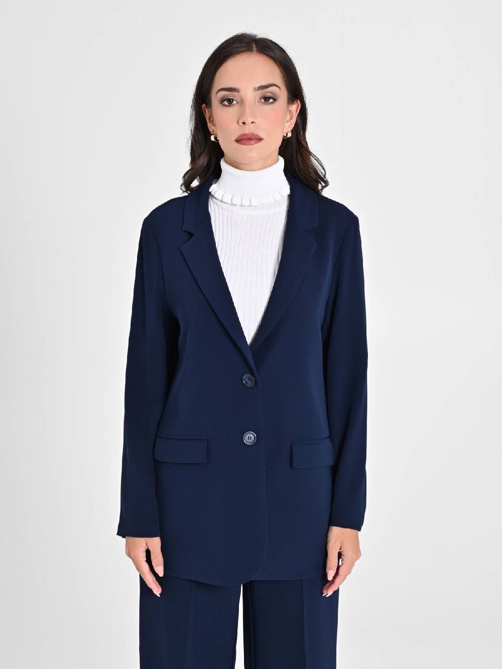 Rinascimento Giacca Blu in Crepe Novità