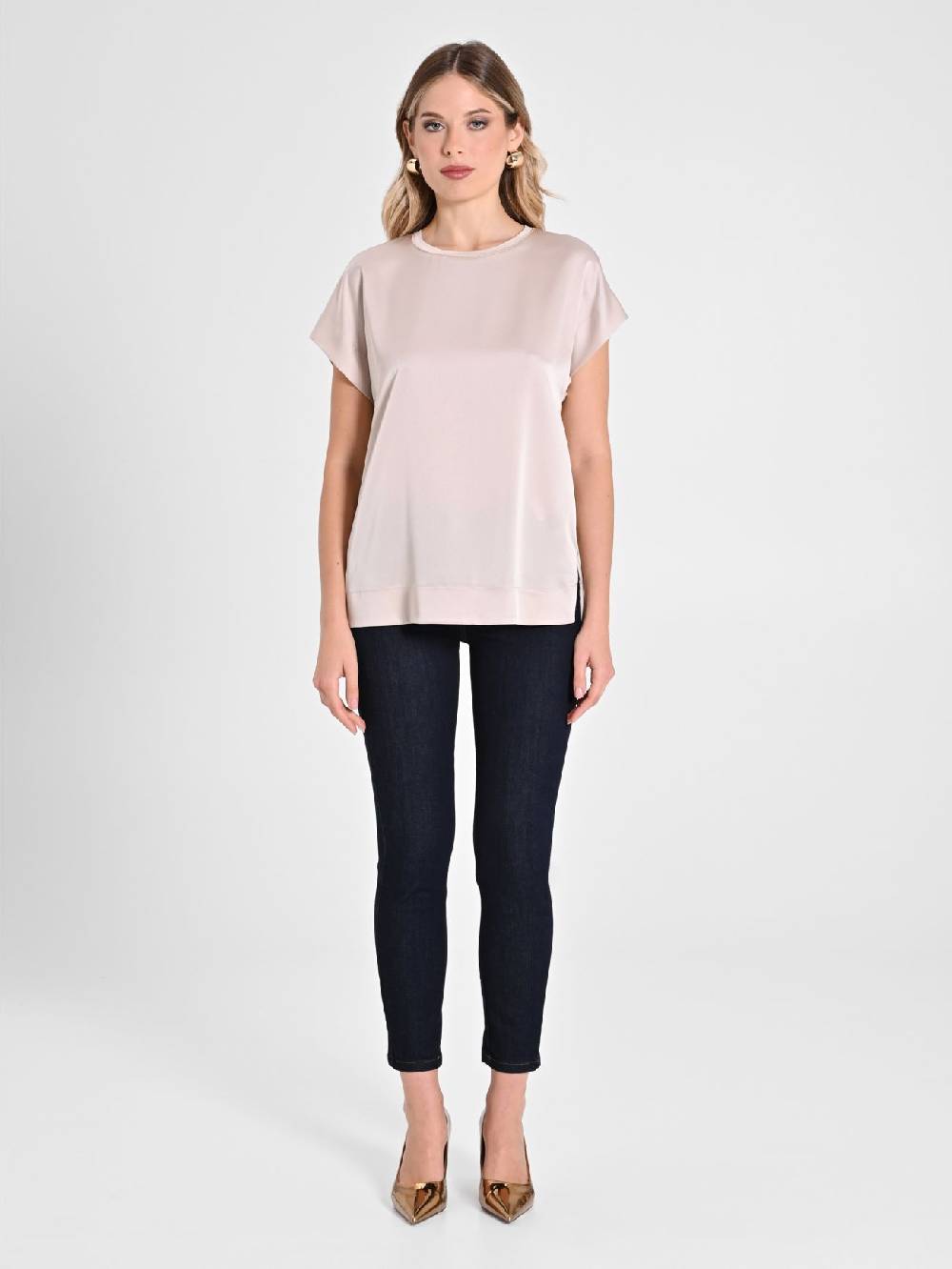Rinascimento Blusa Envers Satin Beige I Più Venduti