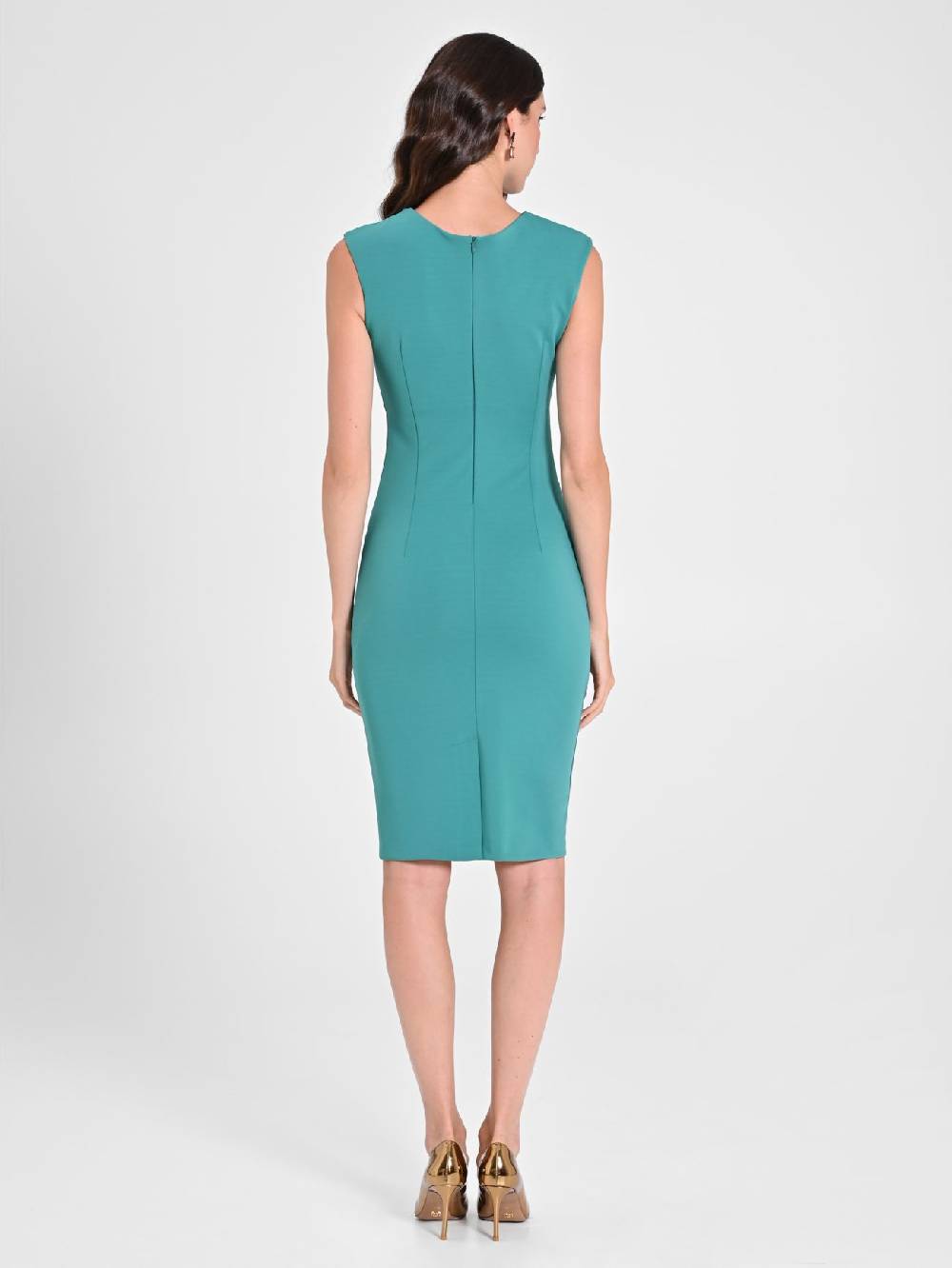 Rinascimento Tubino Drappeggiato Verde Giada Offerta temporanea