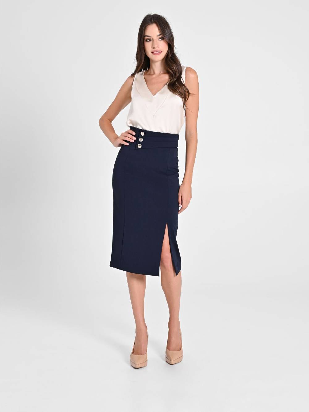 Rinascimento Gonna Tubino Blu Navy Offerte stagionali