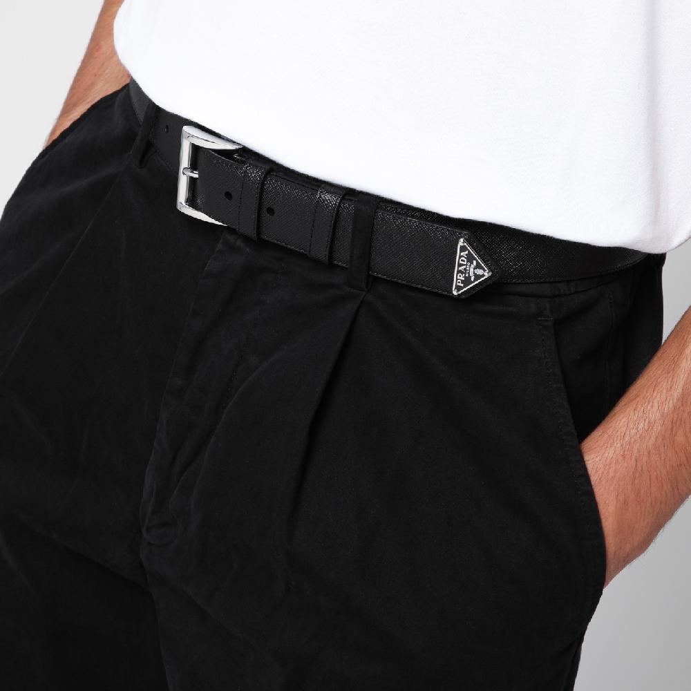 Prada Cintura nera in pelle Saffiano In Saldo