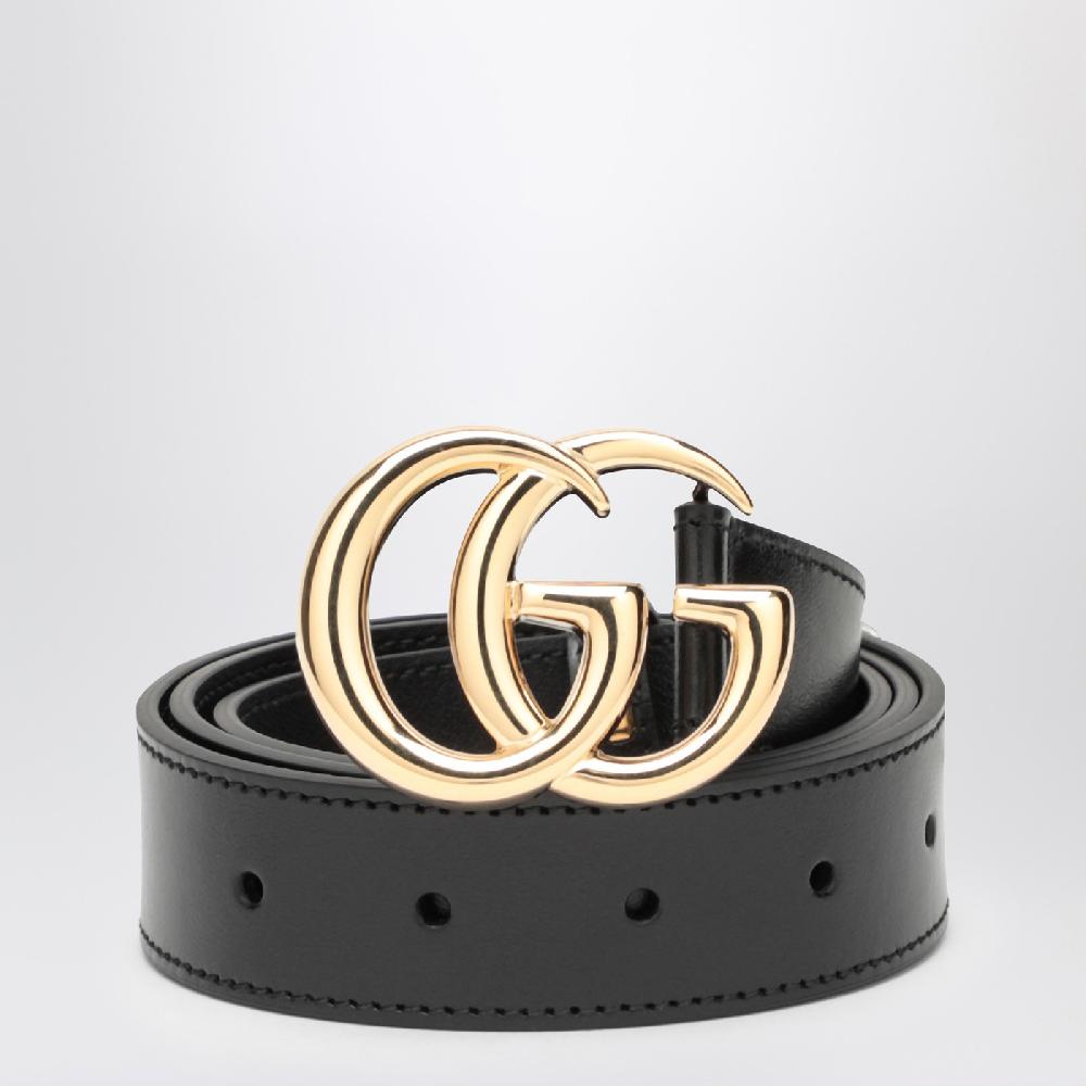 GUCCI Cintura nera con fibbia Doppia GG