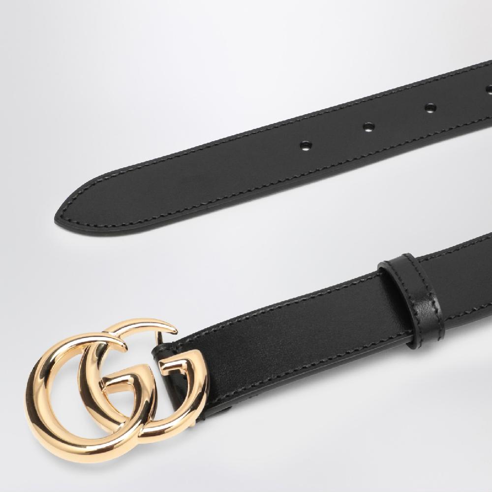 GUCCI Cintura nera con fibbia Doppia GG Nuova