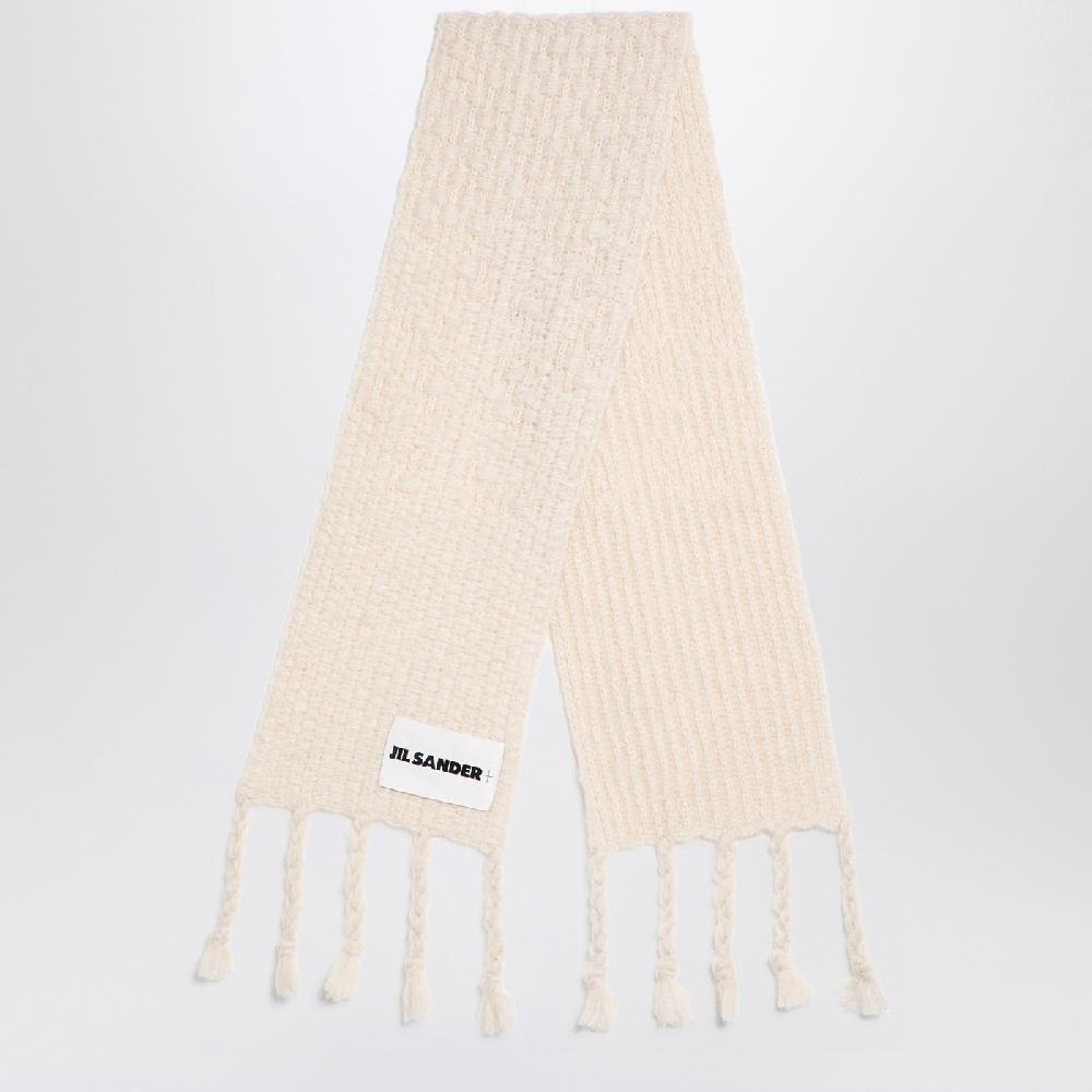 Jil Sander Sciarpa avorio in misto mohair
