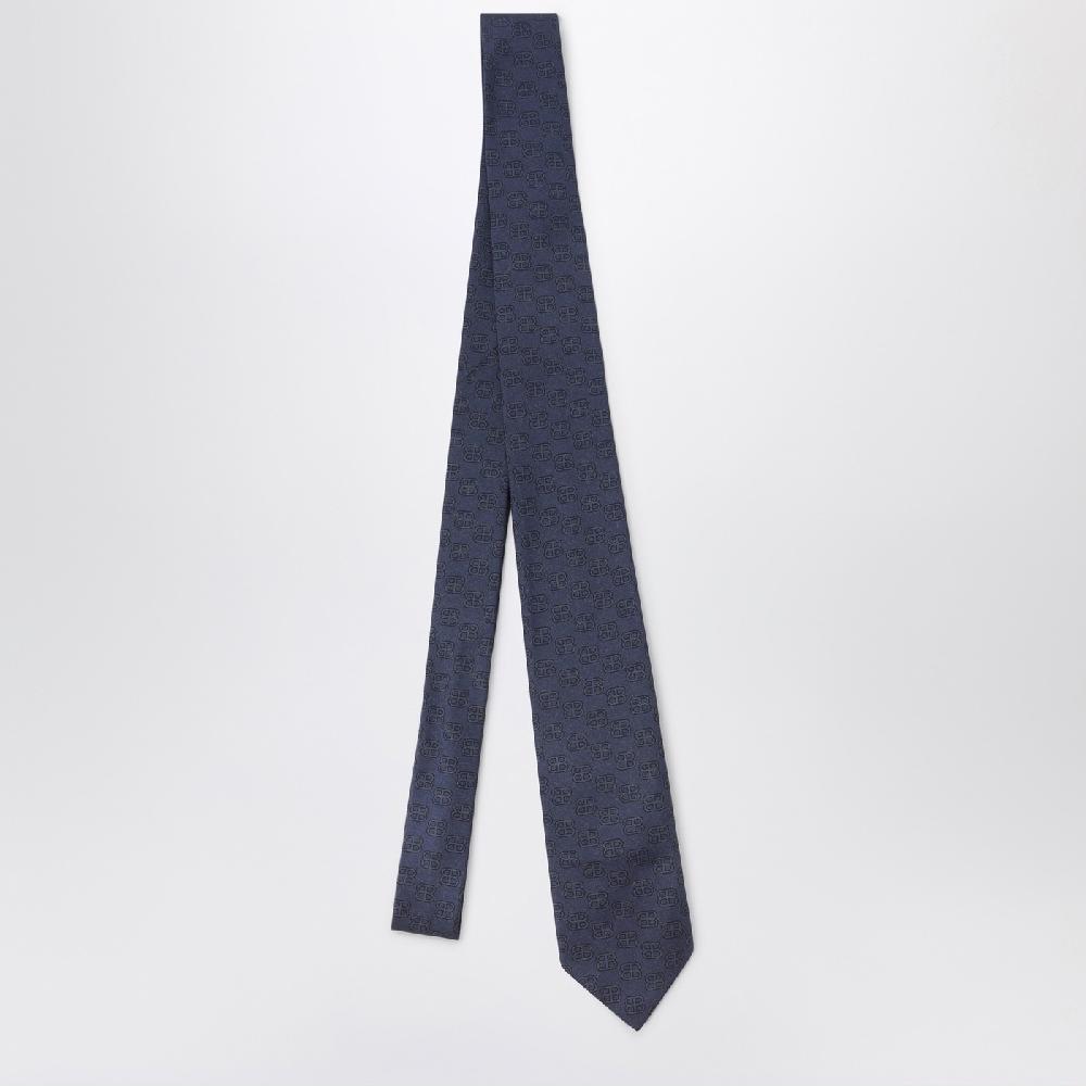 Balenciaga Cravatta sky blu con stampa BB Sconto