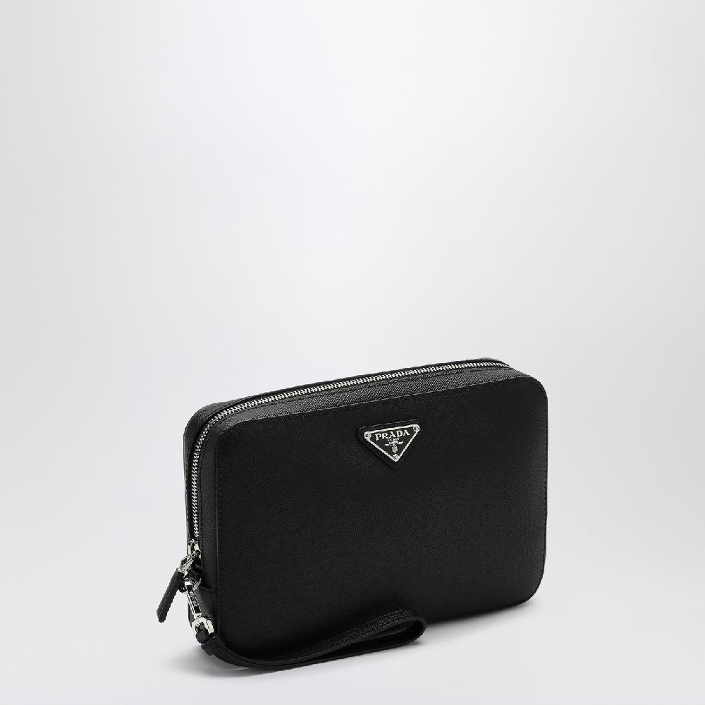 Prada Pouch nera in pelle Saffiano Spedizione Gratuita