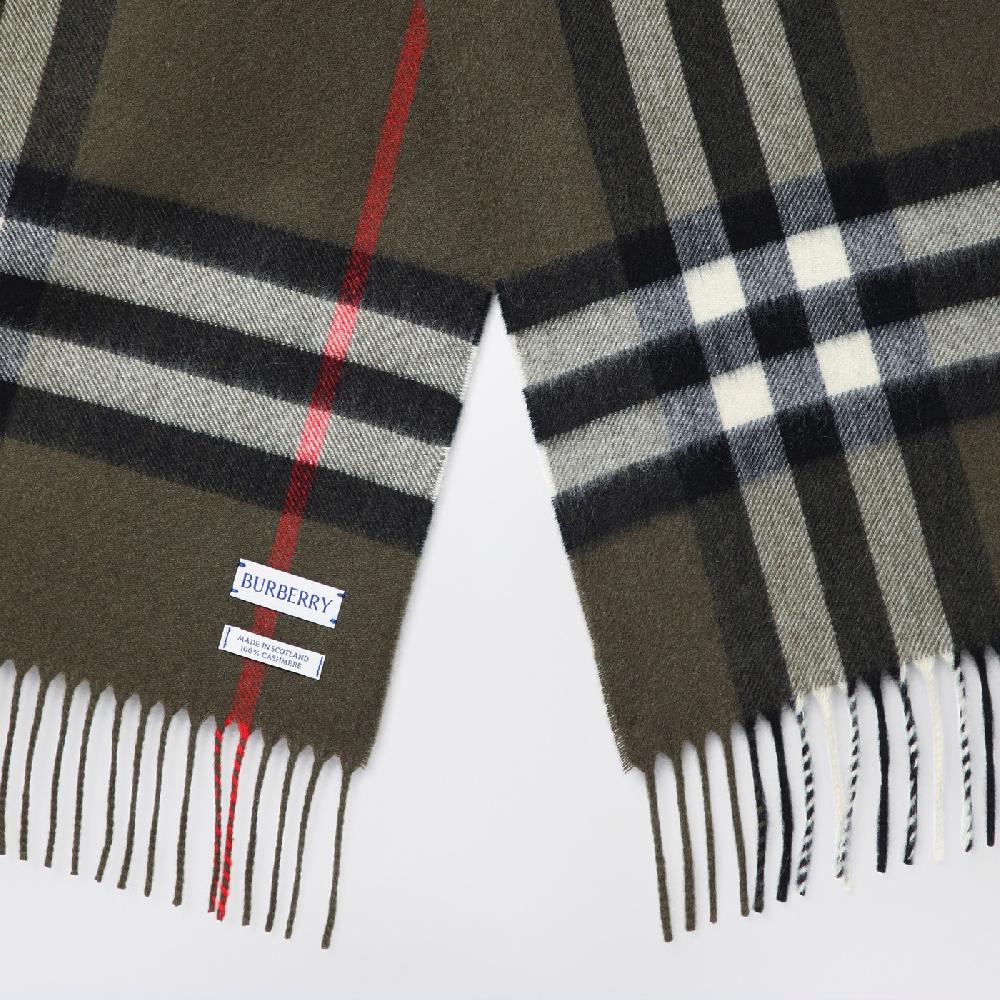 Burberry Sciarpa verde scura motivo Check in cashmere In Vendita