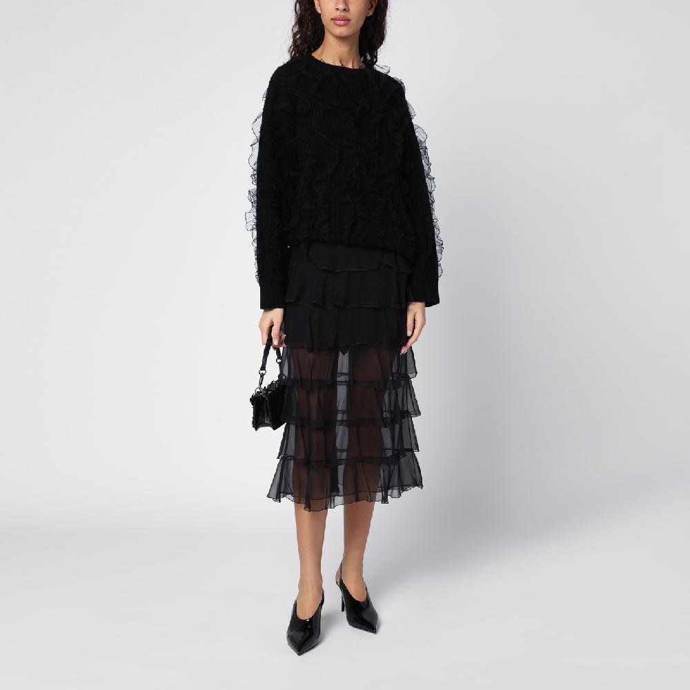 Valentino Garavani Maglione nero con ruches Moda
