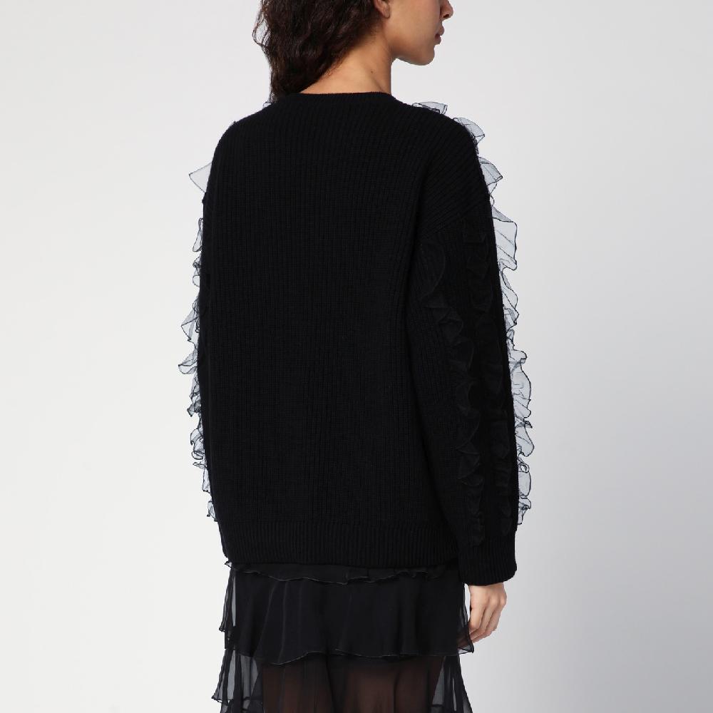 Valentino Garavani Maglione nero con ruches Moda