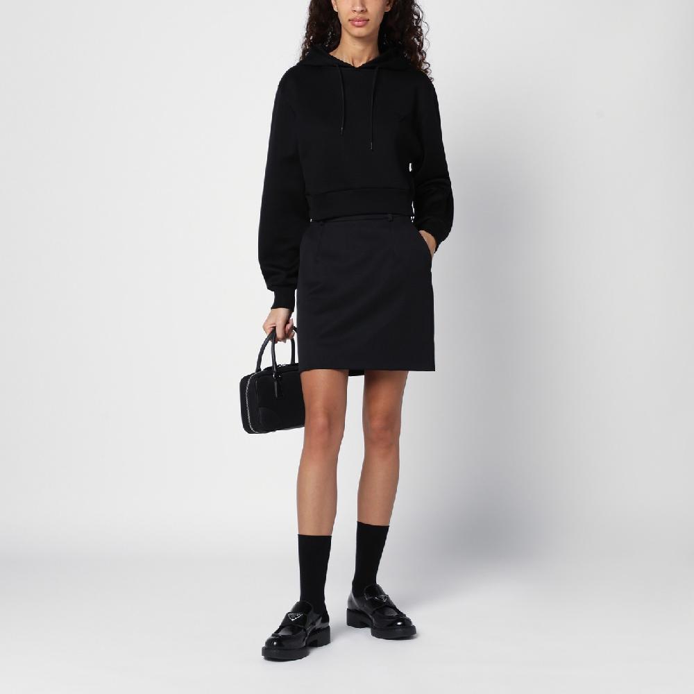 Prada Felpa con cappuccio nera con triangolo logo Nuovo