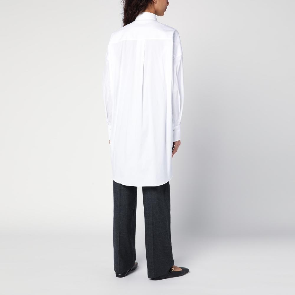Brunello Cucinelli Camicia lunga bianca con Shiny Pocket Detail Qualità