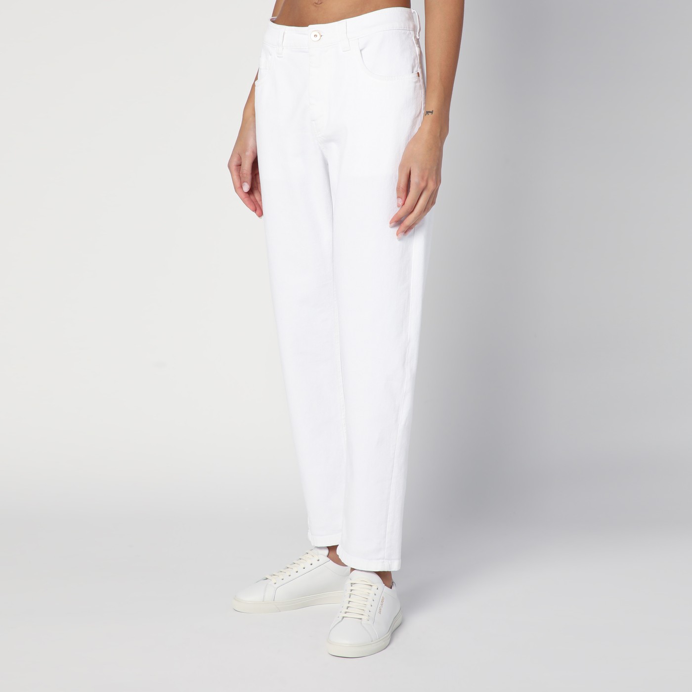 Brunello Cucinelli Pantalone bianco in cotone Vendita