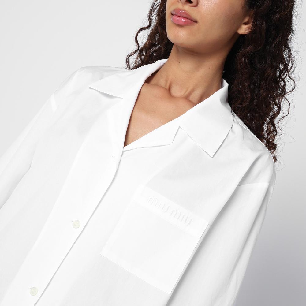 Miu Miu Camicia bianca in popeline con tasche Promozione