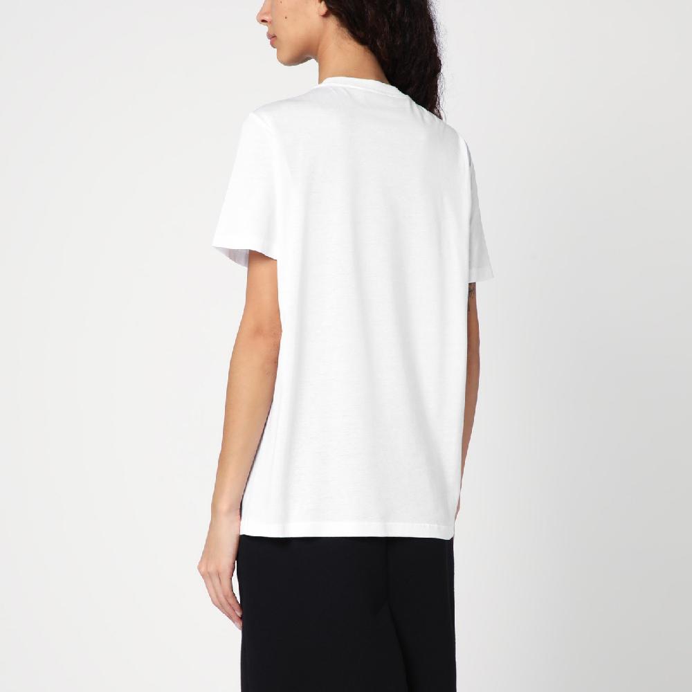 Prada T-shirt bianca in jersey con logo triangolo ricamato Spedizione Gratuita