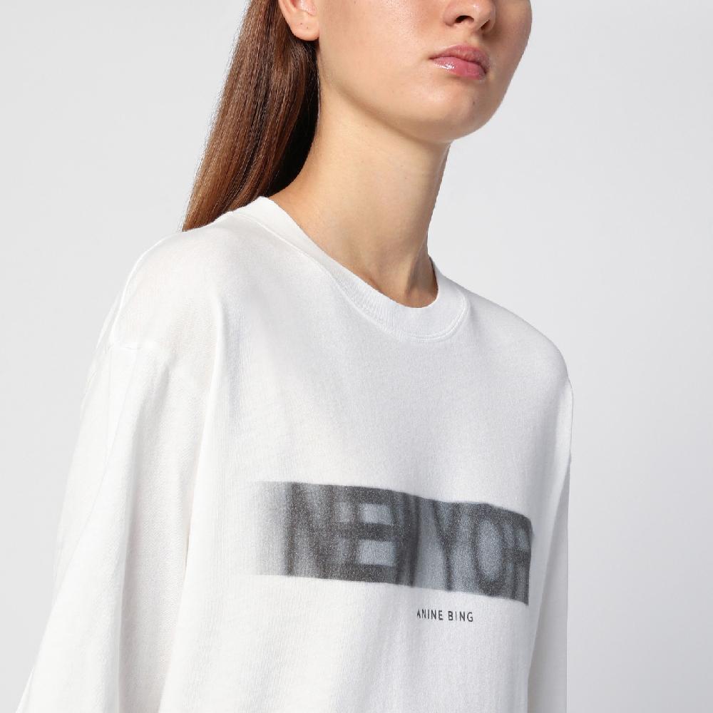 ANINE BING T-shirt over New York avorio Negozi Online