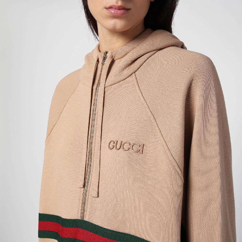 GUCCI Felpa beige con nastro Web Prezzo Ridotto