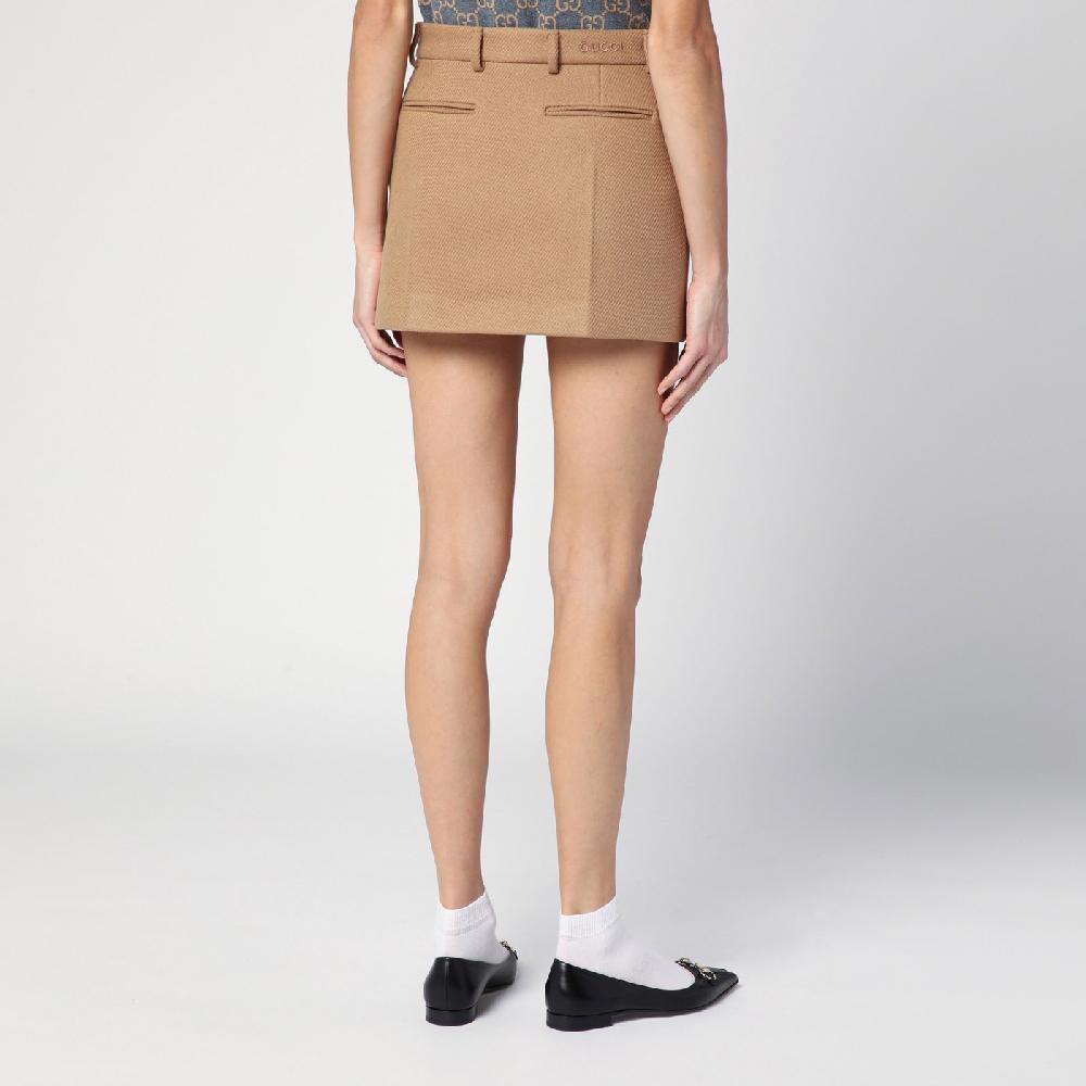 GUCCI Mini gonna beige in lana e cashmere Presa