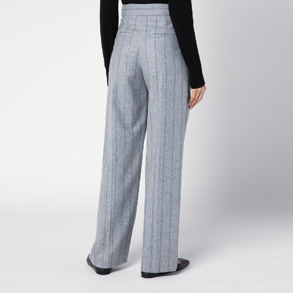 Brunello Cucinelli Pantalone ampio grigio chiaro rigato Economico