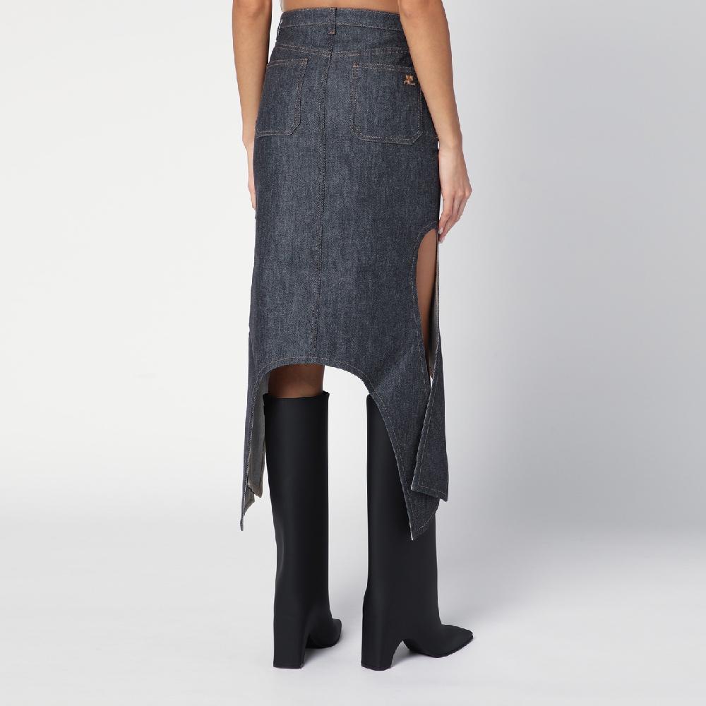 Courru00e8ges Gonna grigia scura in denim Vendite stagionali