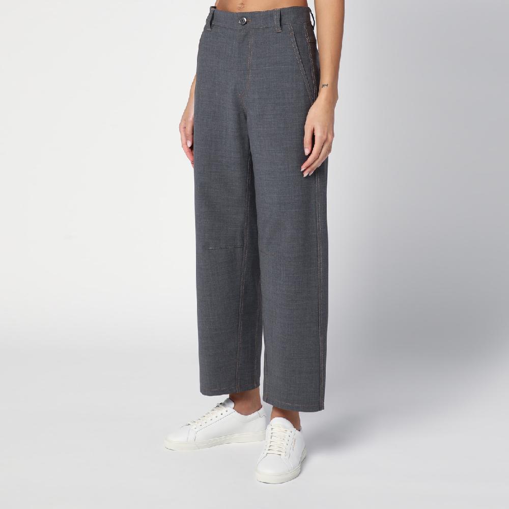 Brunello Cucinelli Pantalone grigio medio in misto lana Vendita Economica