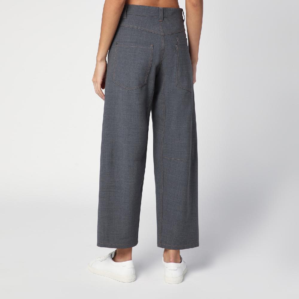 Brunello Cucinelli Pantalone grigio medio in misto lana Vendita Economica