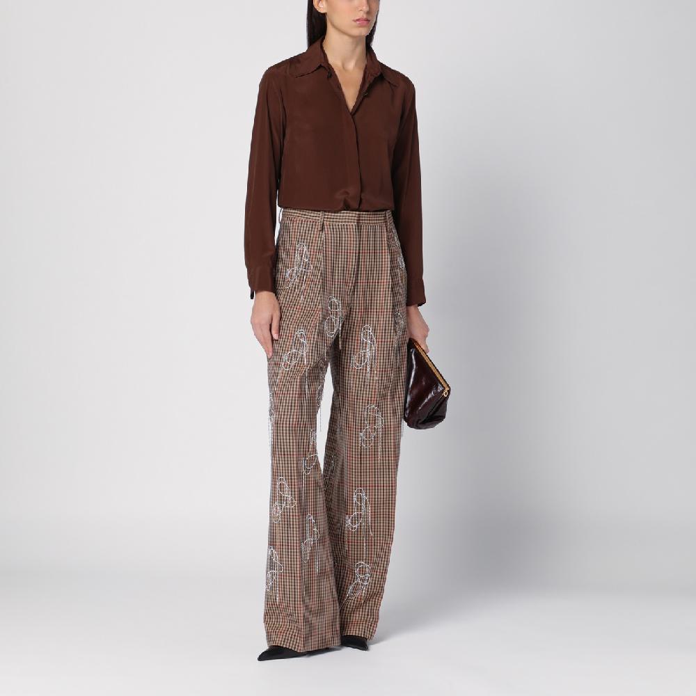 Dries Van Noten Camicia marrone in misto seta Nuova