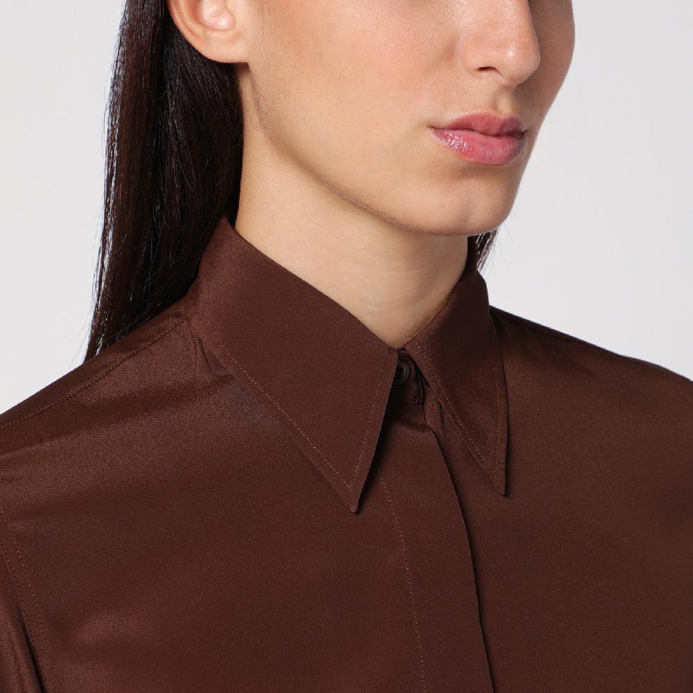 Dries Van Noten Camicia marrone in misto seta Nuova