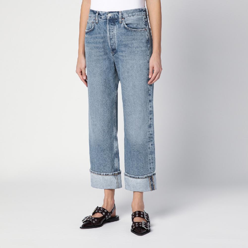 AGOLDE Jeans Fran azzurro in denim organico con risvolto Lightning offer