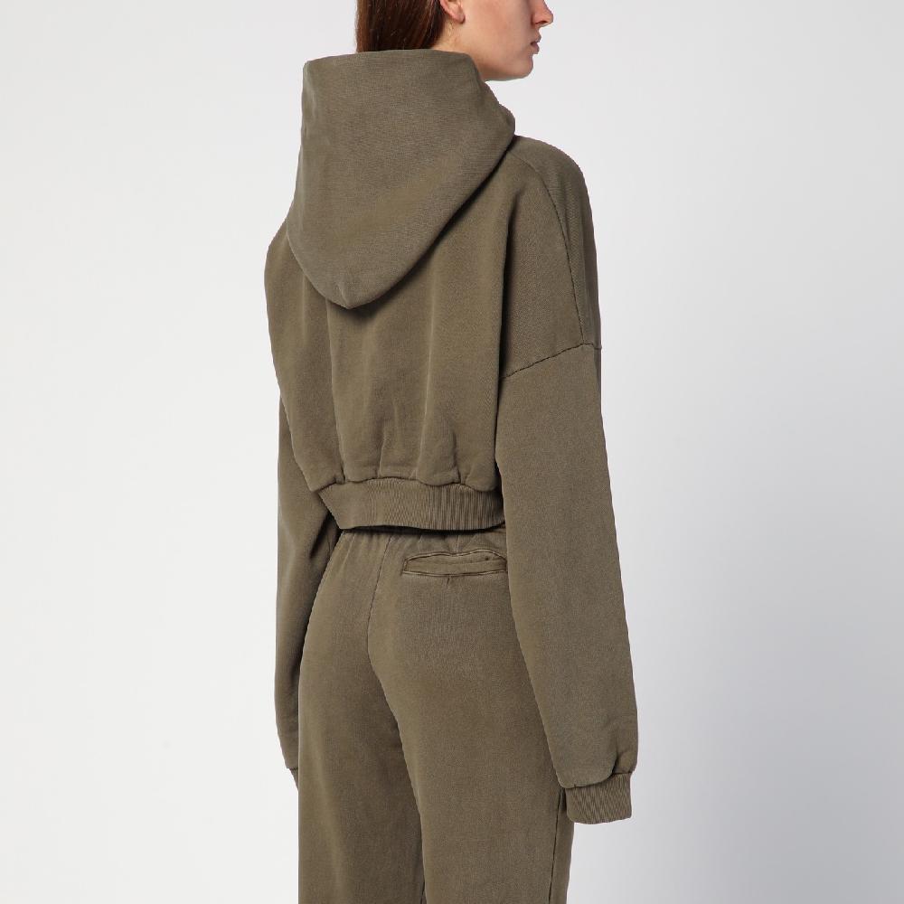 Entire Studios Felpa cropped verde militare in cotone organico Convenienza