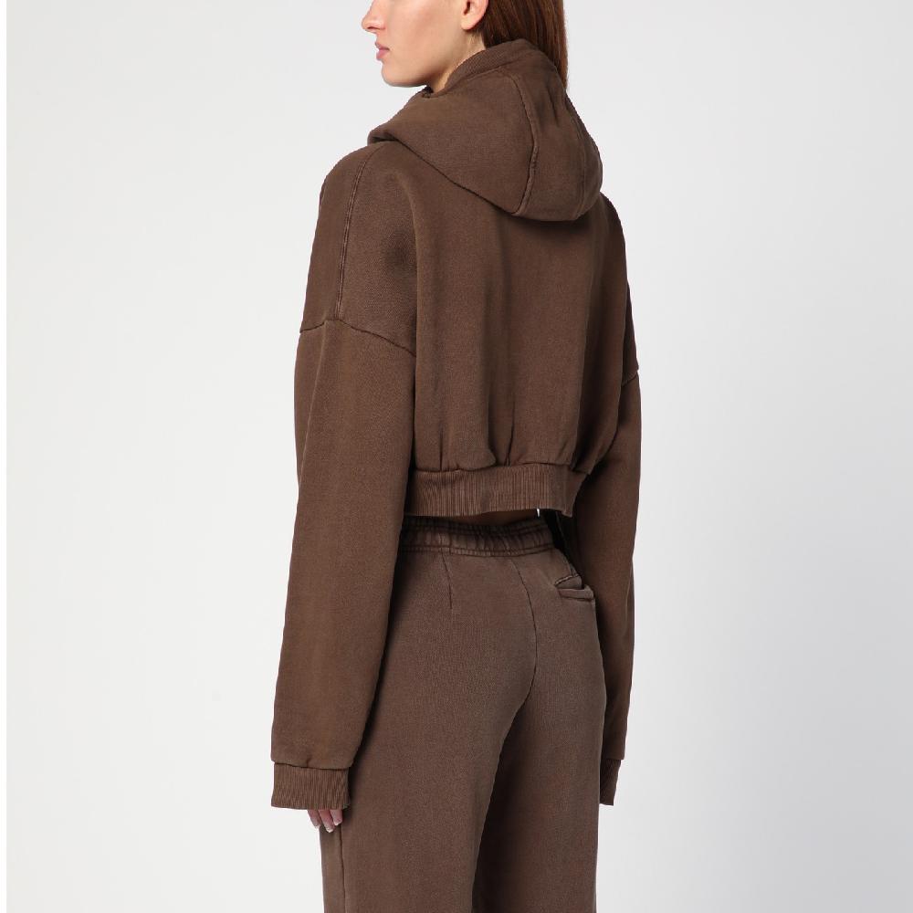Entire Studios Felpa cropped marrone in cotone organico Online