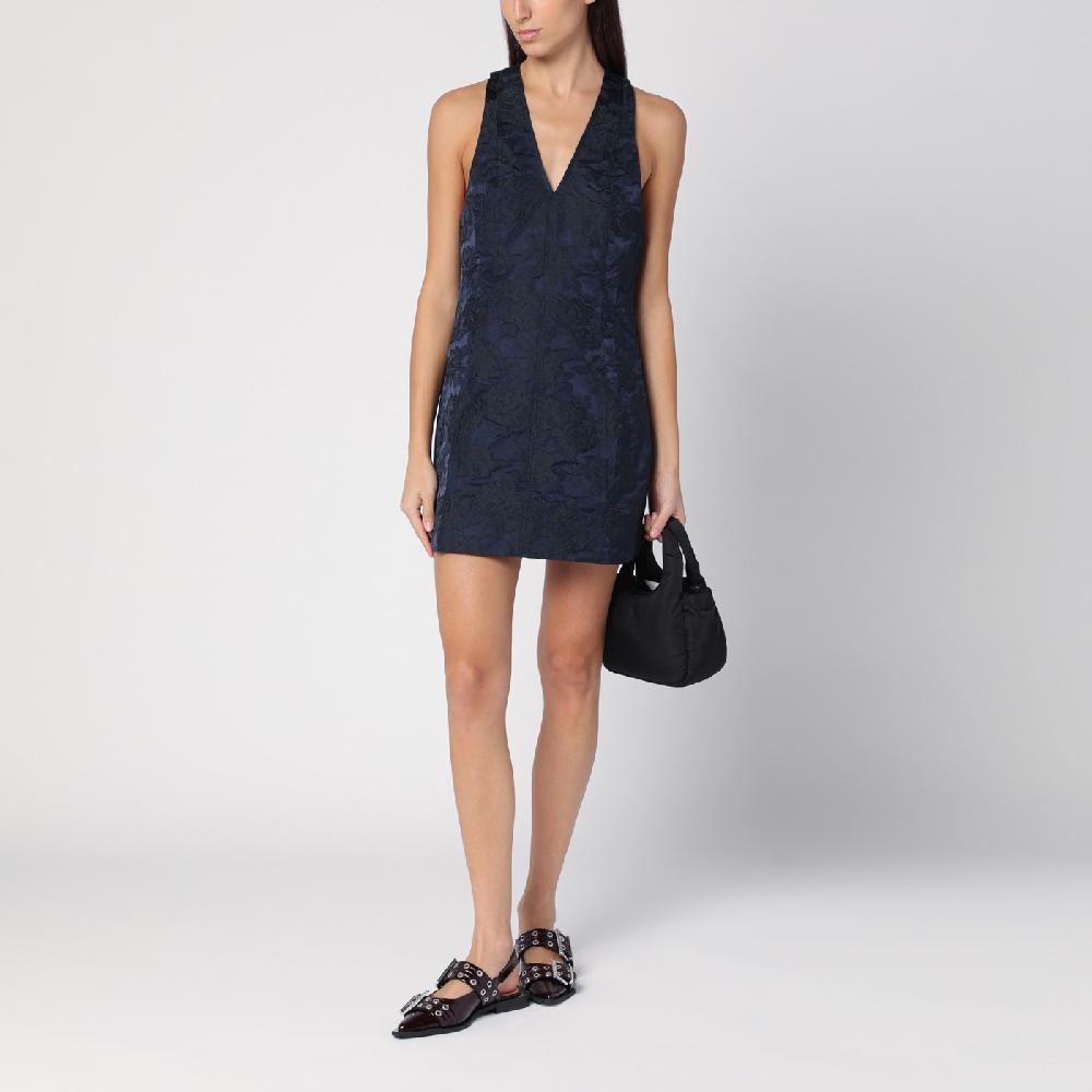 Ganni Mini abito blu navy con dettaglio nodo Vendita Calda