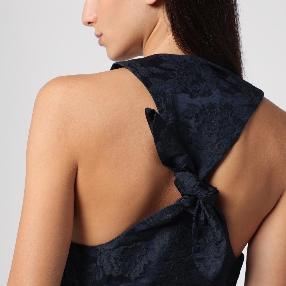Ganni Mini abito blu navy con dettaglio nodo Vendita Calda