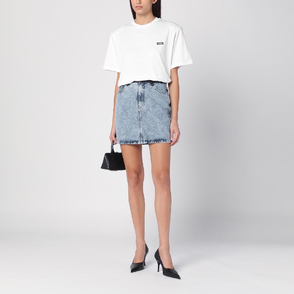 ROTATE Birger Christensen T-shirt bianca in cotone organico Saldi Di Fabbrica