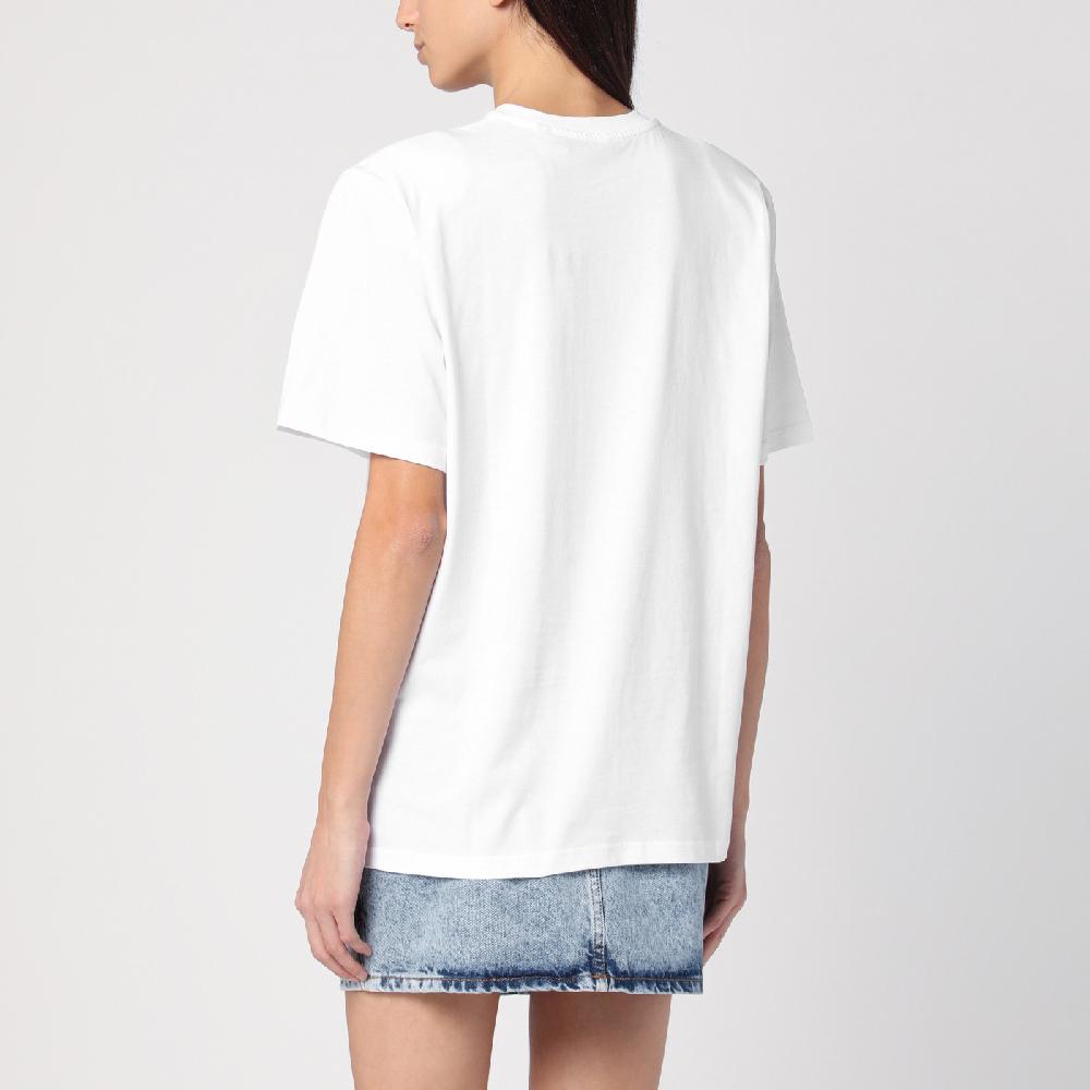 ROTATE Birger Christensen T-shirt bianca in cotone organico Saldi Di Fabbrica