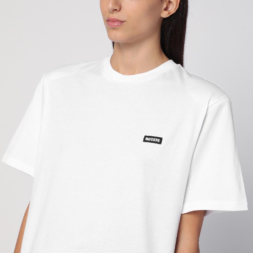 ROTATE Birger Christensen T-shirt bianca in cotone organico Saldi Di Fabbrica