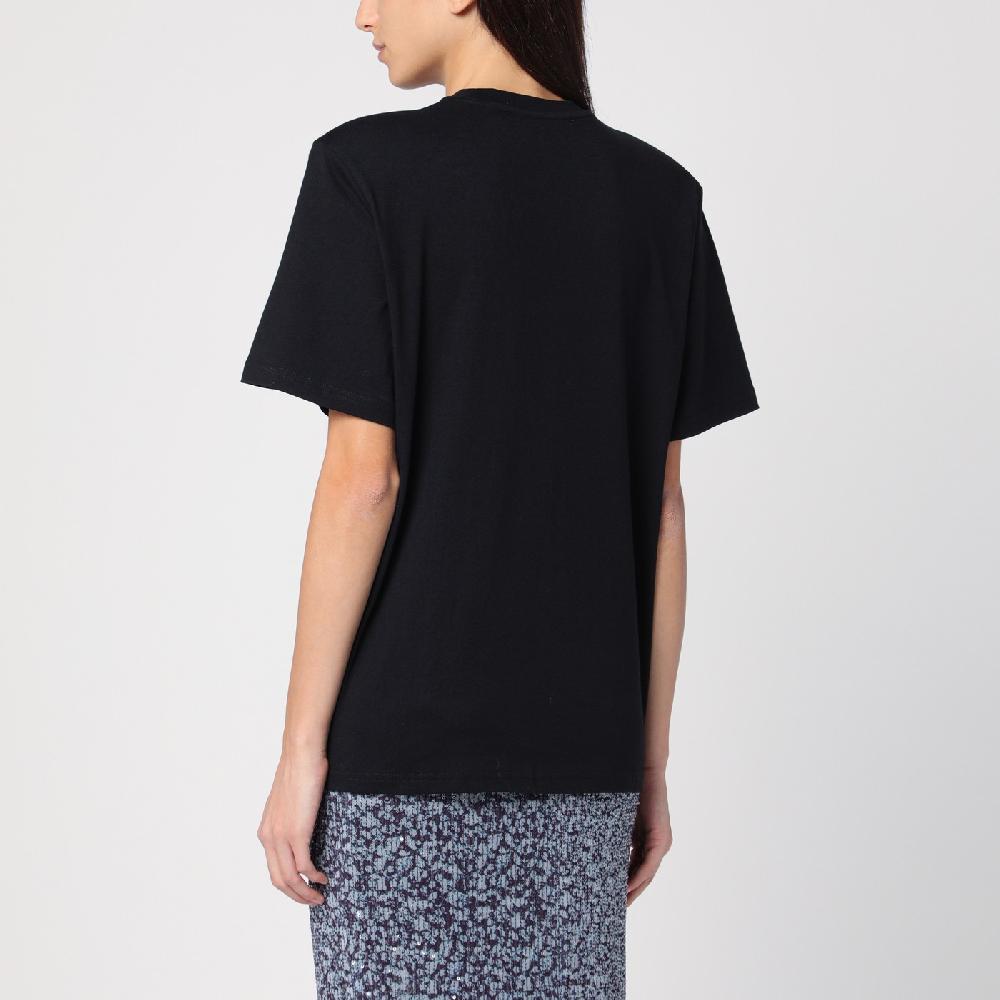 ROTATE Birger Christensen T-shirt nera in cotone organico I Più Venduti