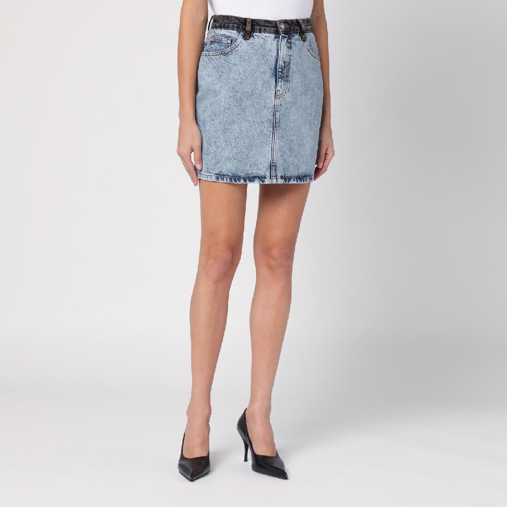ROTATE Birger Christensen Mini gonna patchwork in denim organico Vendite Flash