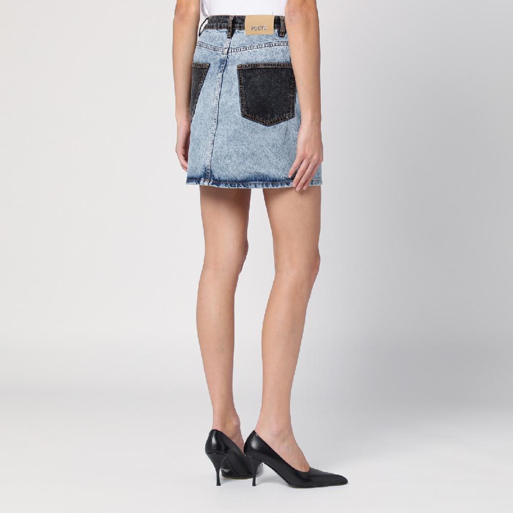 ROTATE Birger Christensen Mini gonna patchwork in denim organico Vendite Flash