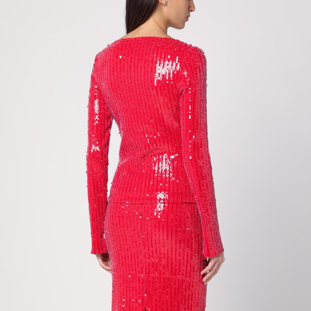 ROTATE Birger Christensen Maglia rossa con micro paillette In Saldo