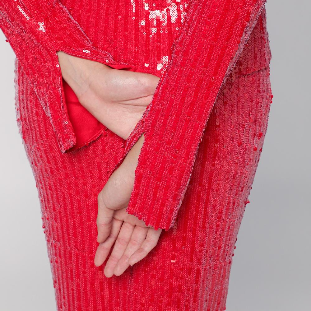 ROTATE Birger Christensen Maglia rossa con micro paillette In Saldo