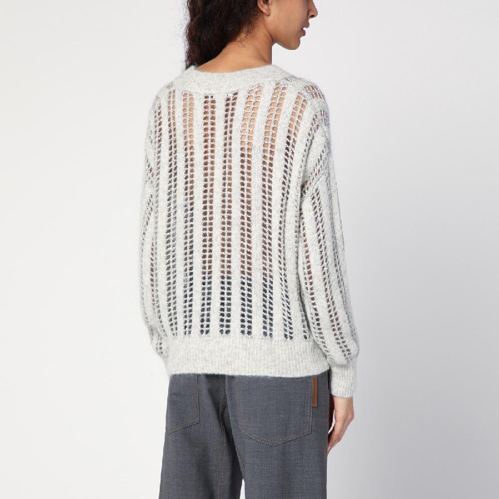 Brunello Cucinelli Maglione Dazzling Net grigio perla In Linea