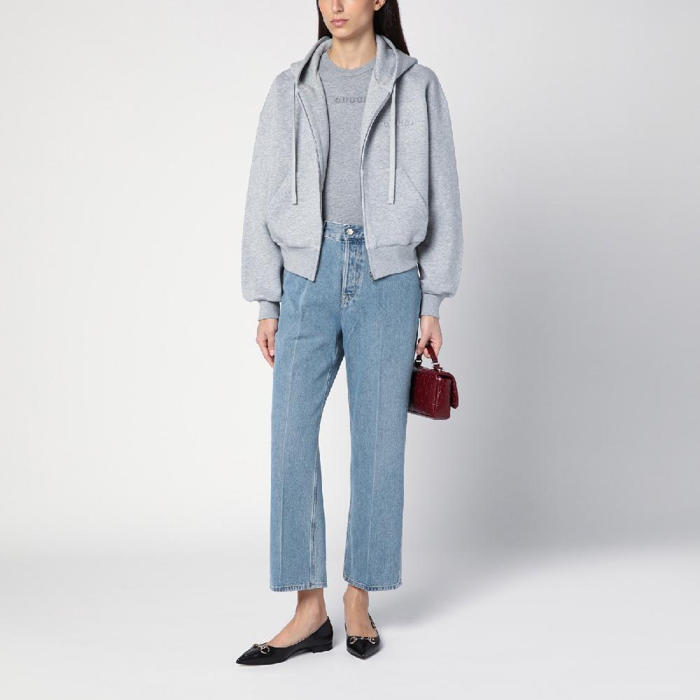 GUCCI Felpa grigia mélange in misto cotone Nuovo