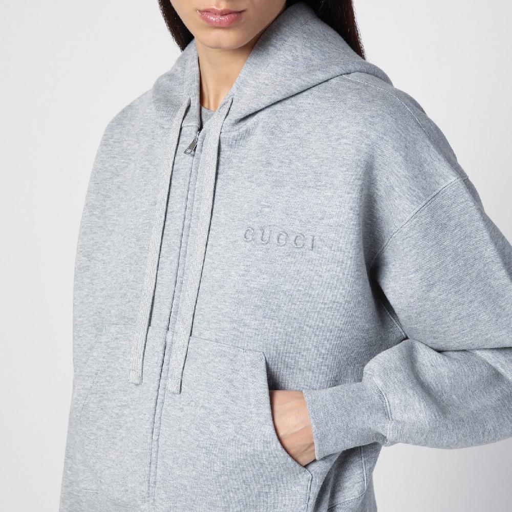 GUCCI Felpa grigia mélange in misto cotone Nuovo