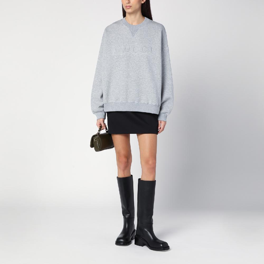 GUCCI Felpa grigia mélange in misto cotone Qualità