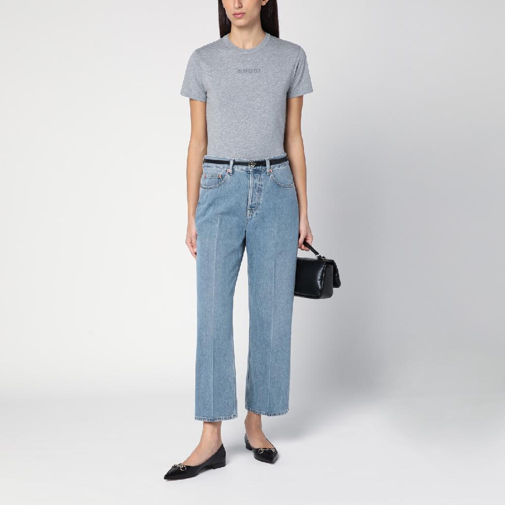 GUCCI T-shirt grigia mélange in cotone Spedizione Gratuita