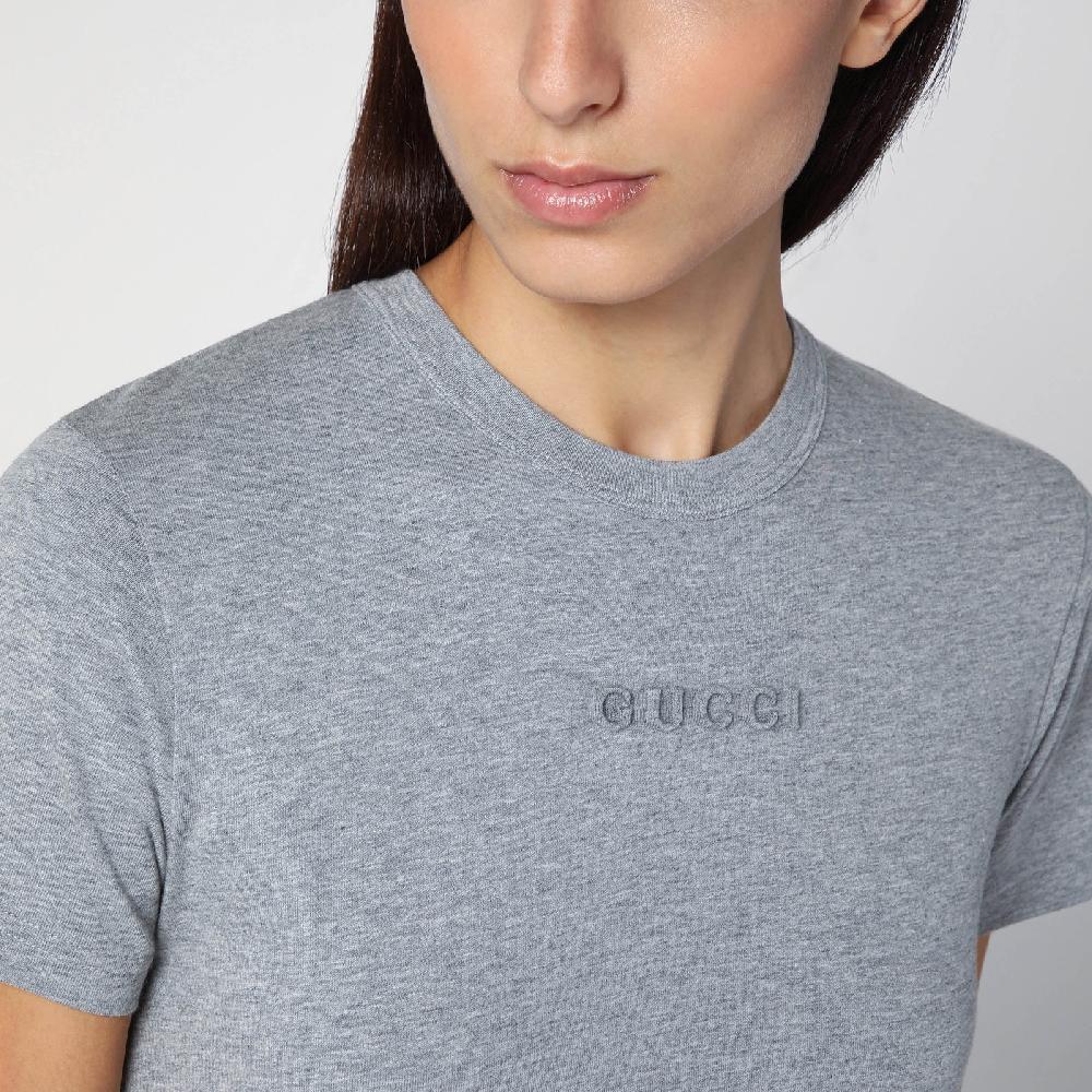 GUCCI T-shirt grigia mélange in cotone Spedizione Gratuita