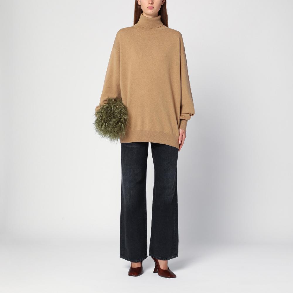 Dries Van Noten Maglione dolcevita beige in cashmere Shopping Online